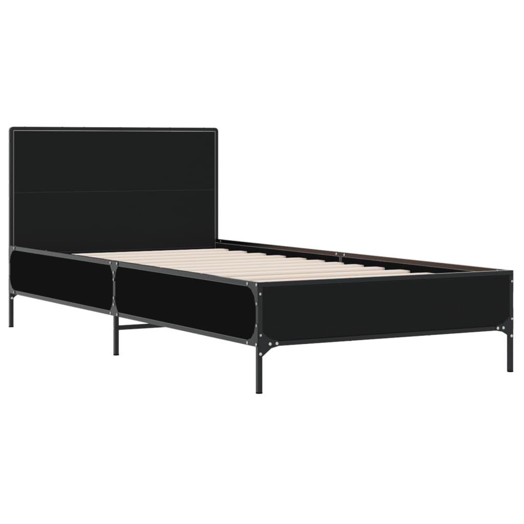 Okvir kreveta crni 90 x 200 cm konstruirano drvo i metal