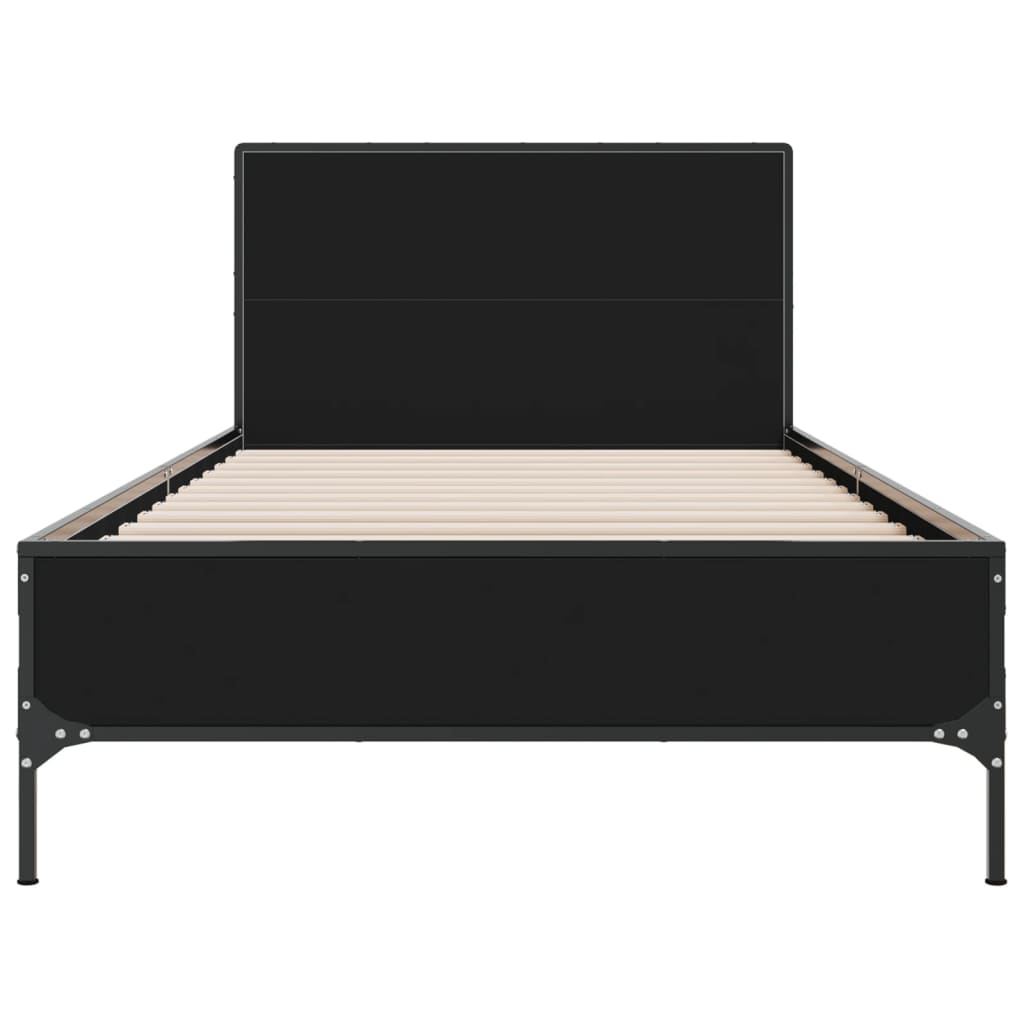 Okvir kreveta crni 90 x 200 cm konstruirano drvo i metal