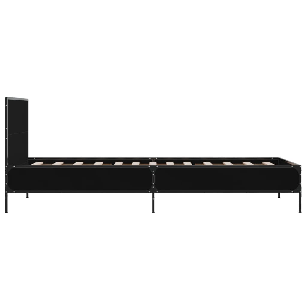 Okvir kreveta crni 90 x 200 cm konstruirano drvo i metal