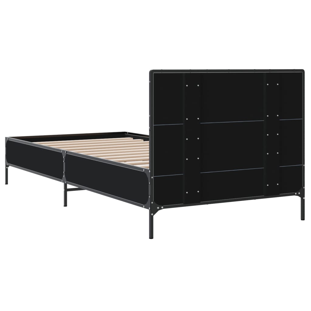 Okvir kreveta crni 90 x 200 cm konstruirano drvo i metal