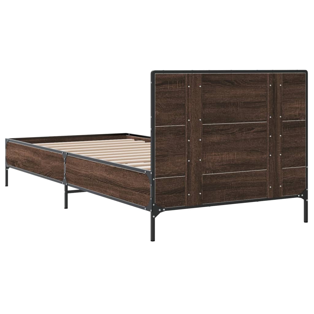 Okvir za krevet smeđi hrast 90x200 cm konstruirano drvo i metal