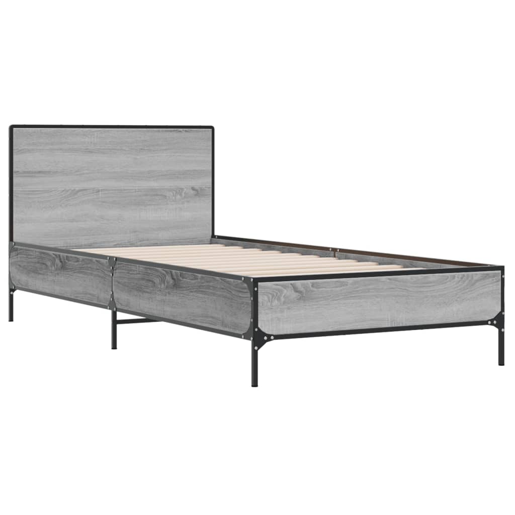 Okvir za krevet boja hrasta 100x200cm konstruirano drvo i metal