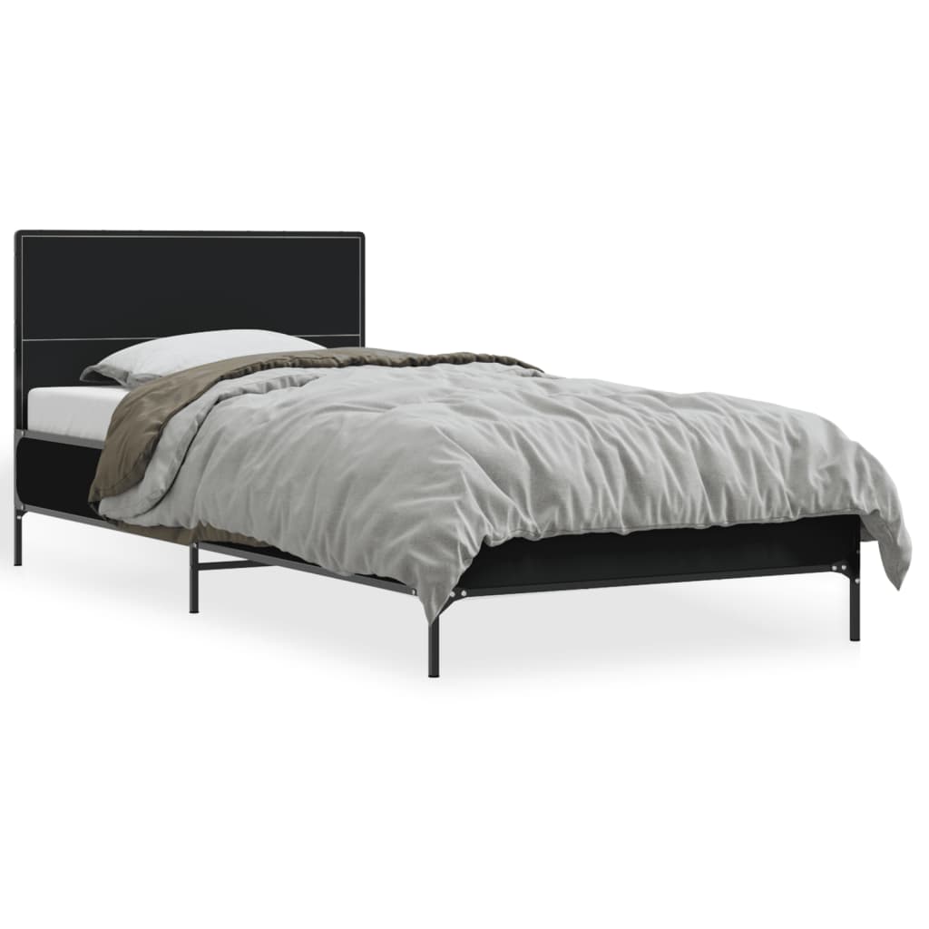 Okvir za krevet crni 75 x 190 cm od konstruirano drvo i metal