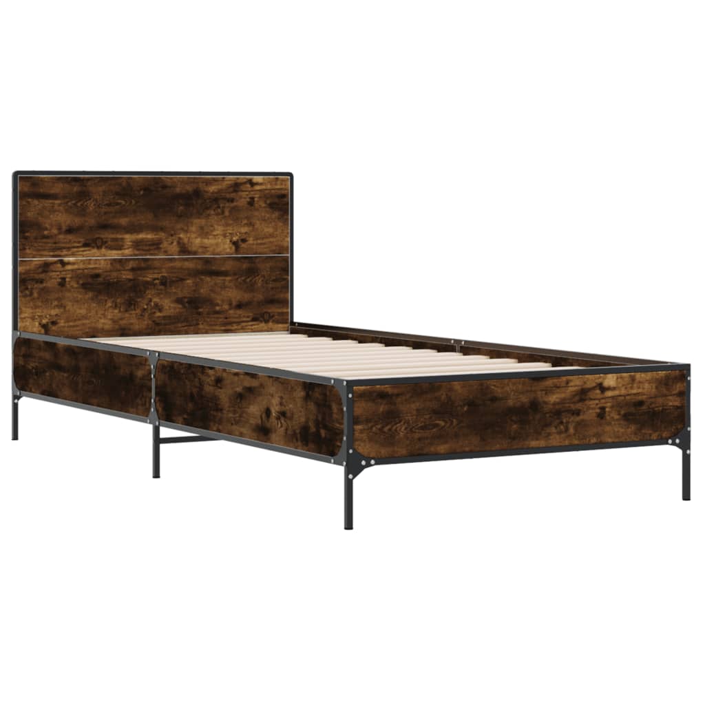 Okvir kreveta boja hrasta 75 x 190 cm konstruirano drvo i metal
