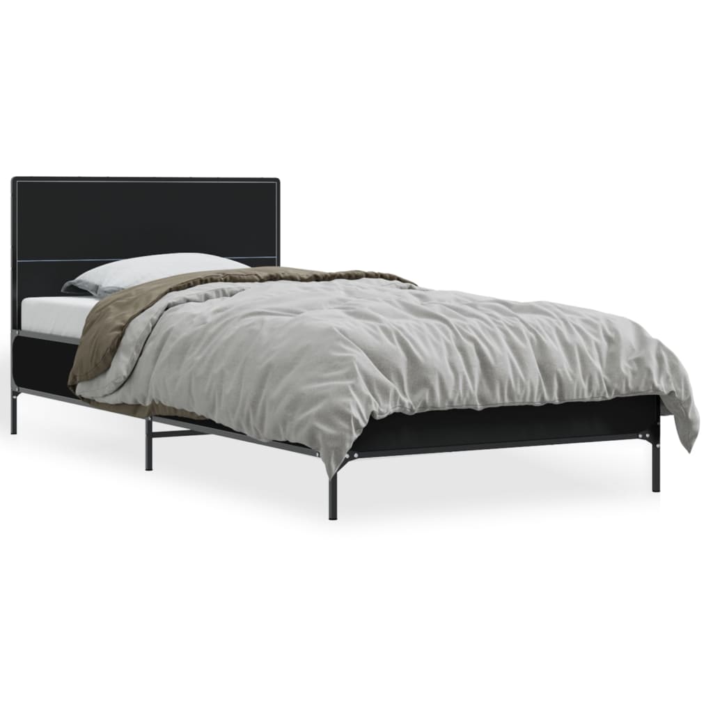 Okvir za krevet crni 90 x 190 cm od konstruiranog drvo i metal