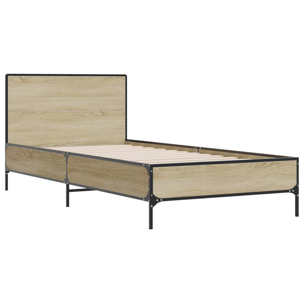 Okvir za krevet boja hrasta 90x190 cm konstruirano drvo i metal