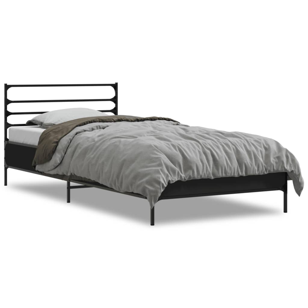 Okvir kreveta crni 90 x 200 cm konstruirano drvo i metal