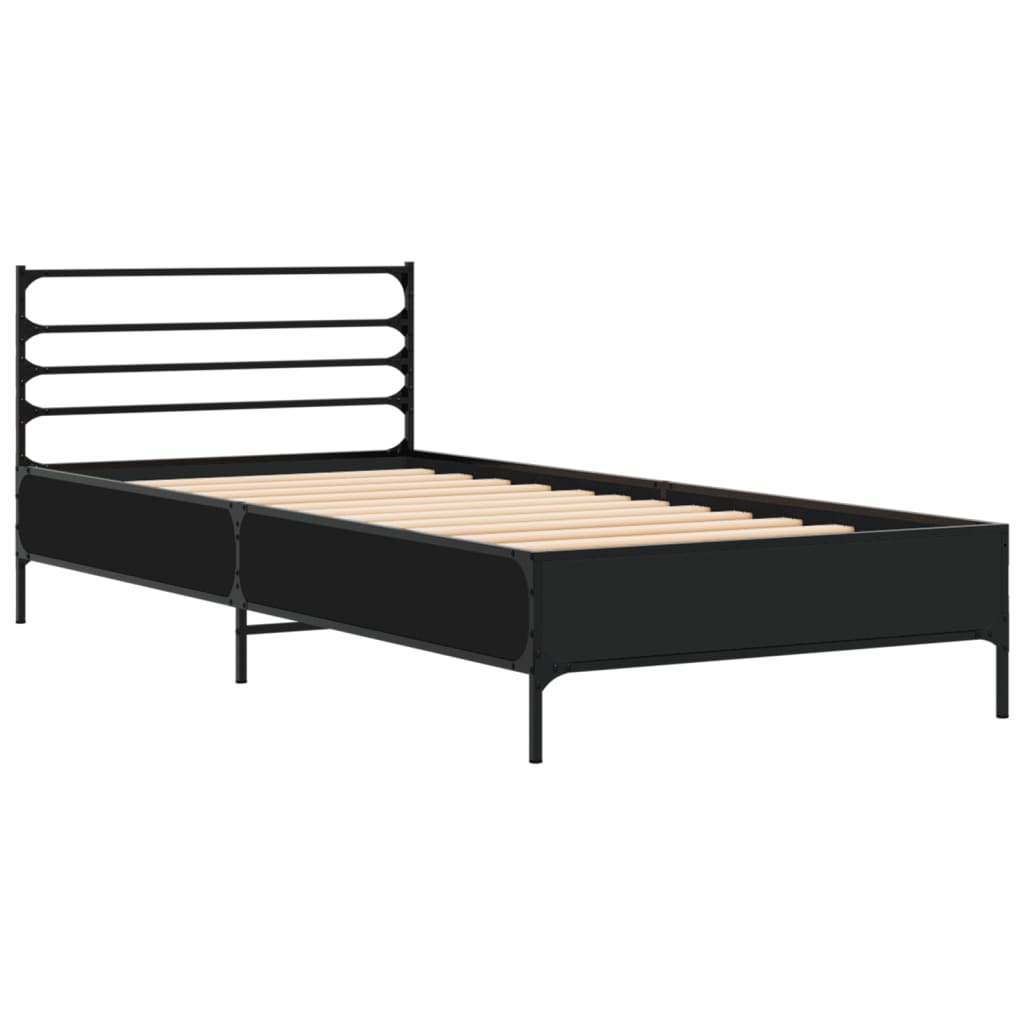 Okvir kreveta crni 90 x 200 cm konstruirano drvo i metal