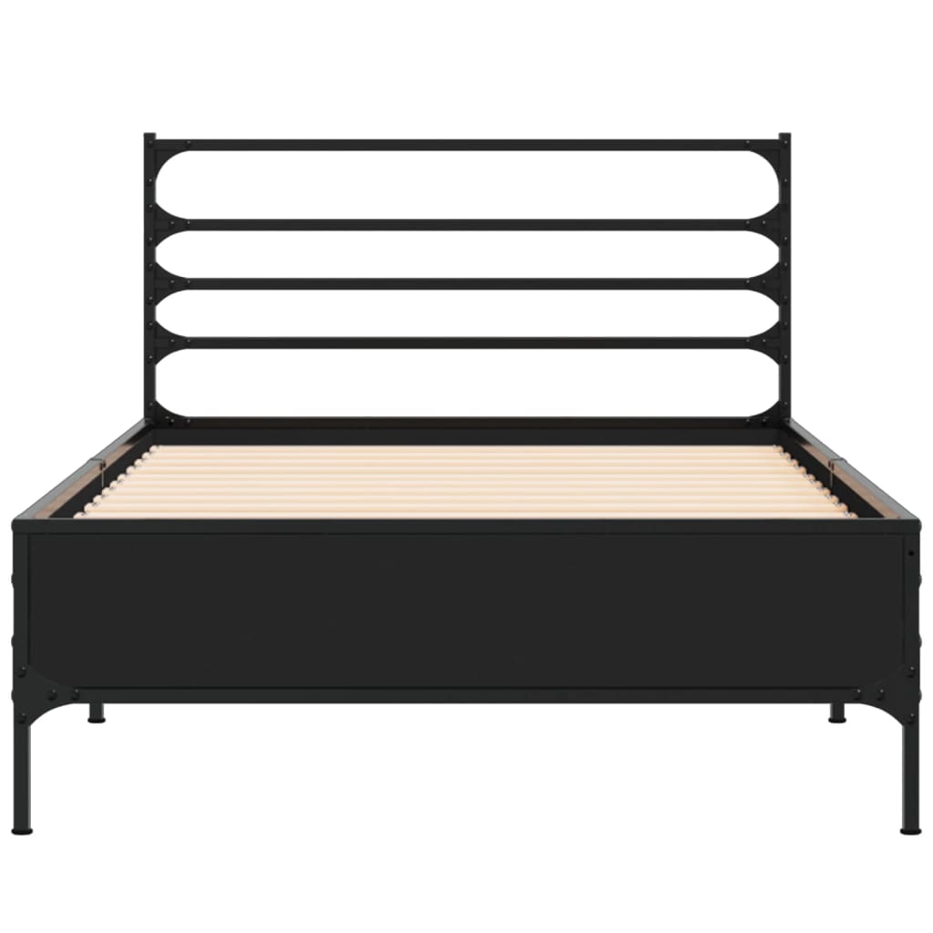 Okvir kreveta crni 90 x 200 cm konstruirano drvo i metal