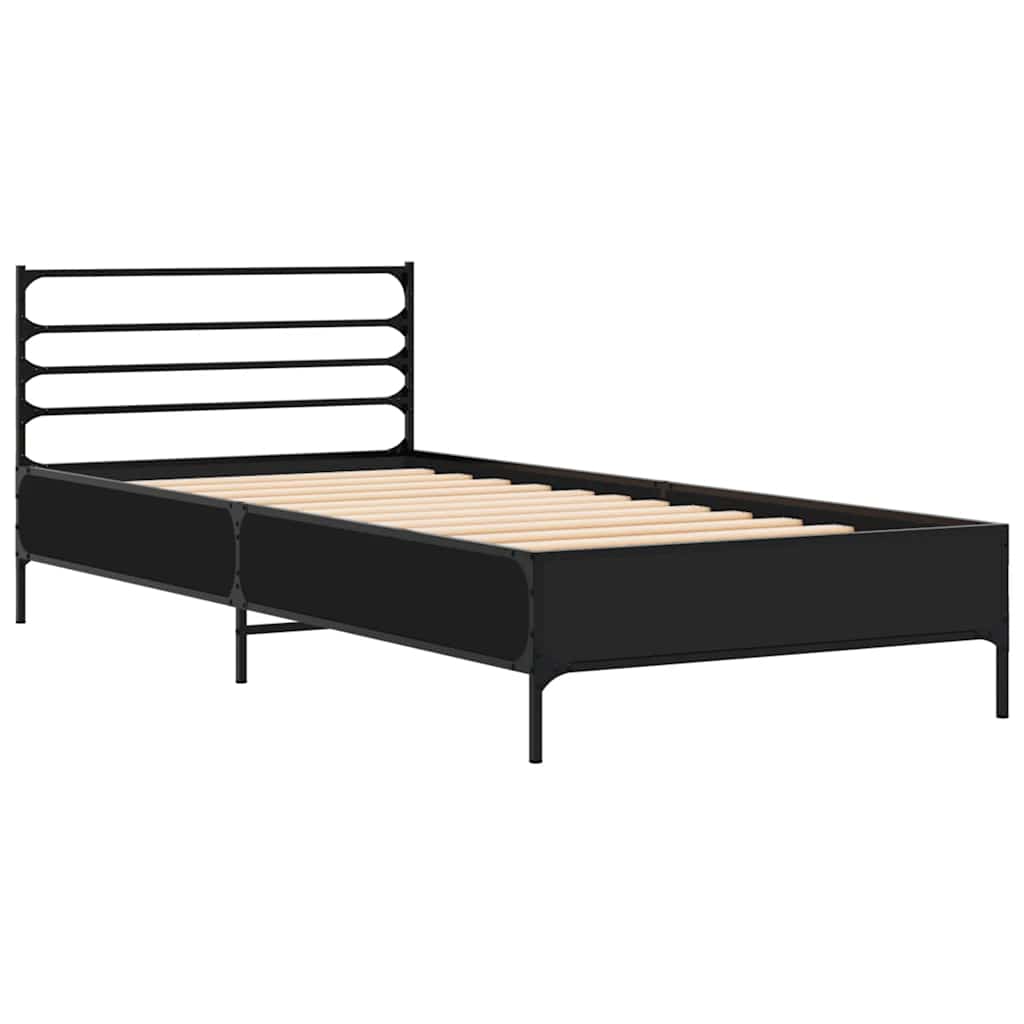 Okvir za krevet crni 100x200 cm konstruirano drvo i metal