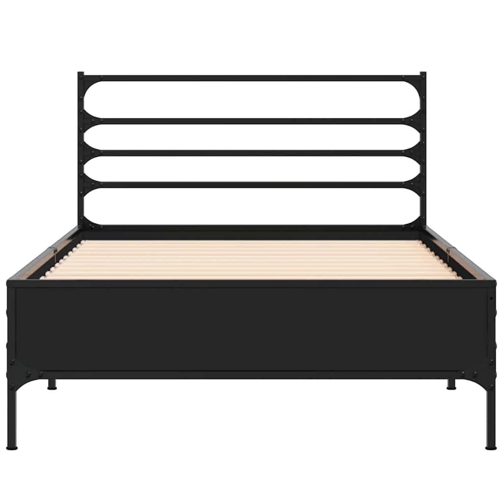 Okvir za krevet crni 100x200 cm konstruirano drvo i metal