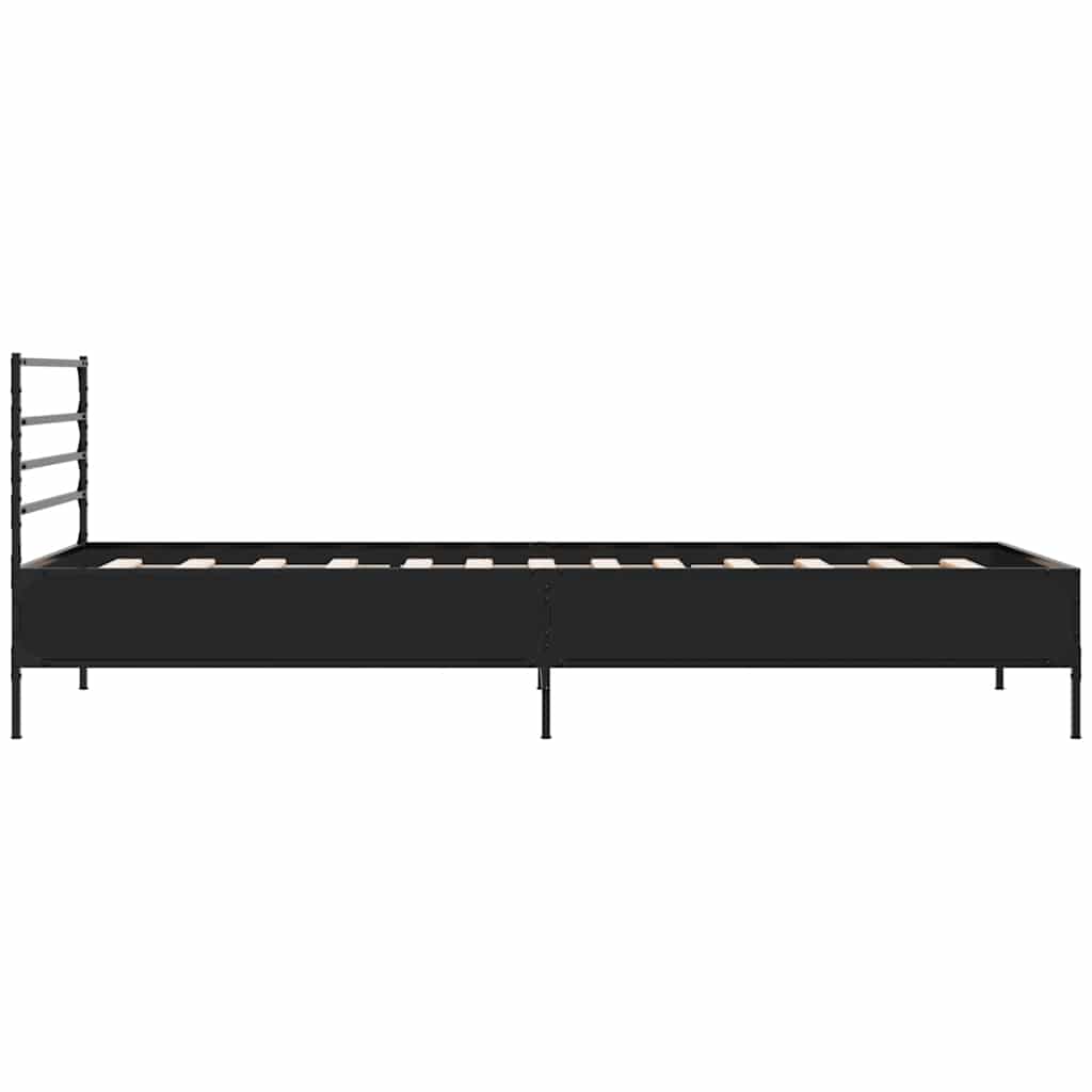 Okvir za krevet crni 100x200 cm konstruirano drvo i metal