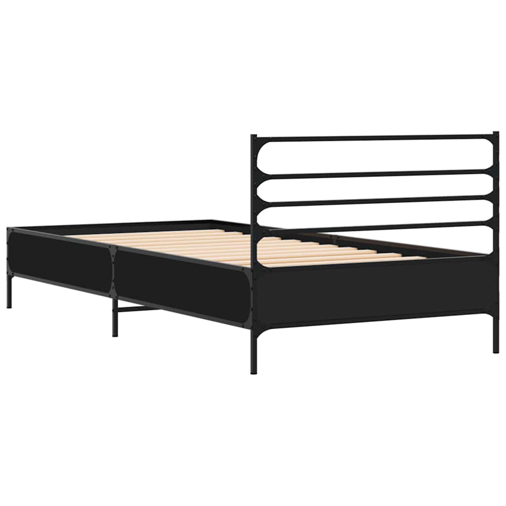 Okvir za krevet crni 100x200 cm konstruirano drvo i metal