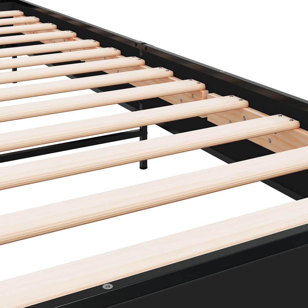 Okvir za krevet crni 100x200 cm konstruirano drvo i metal