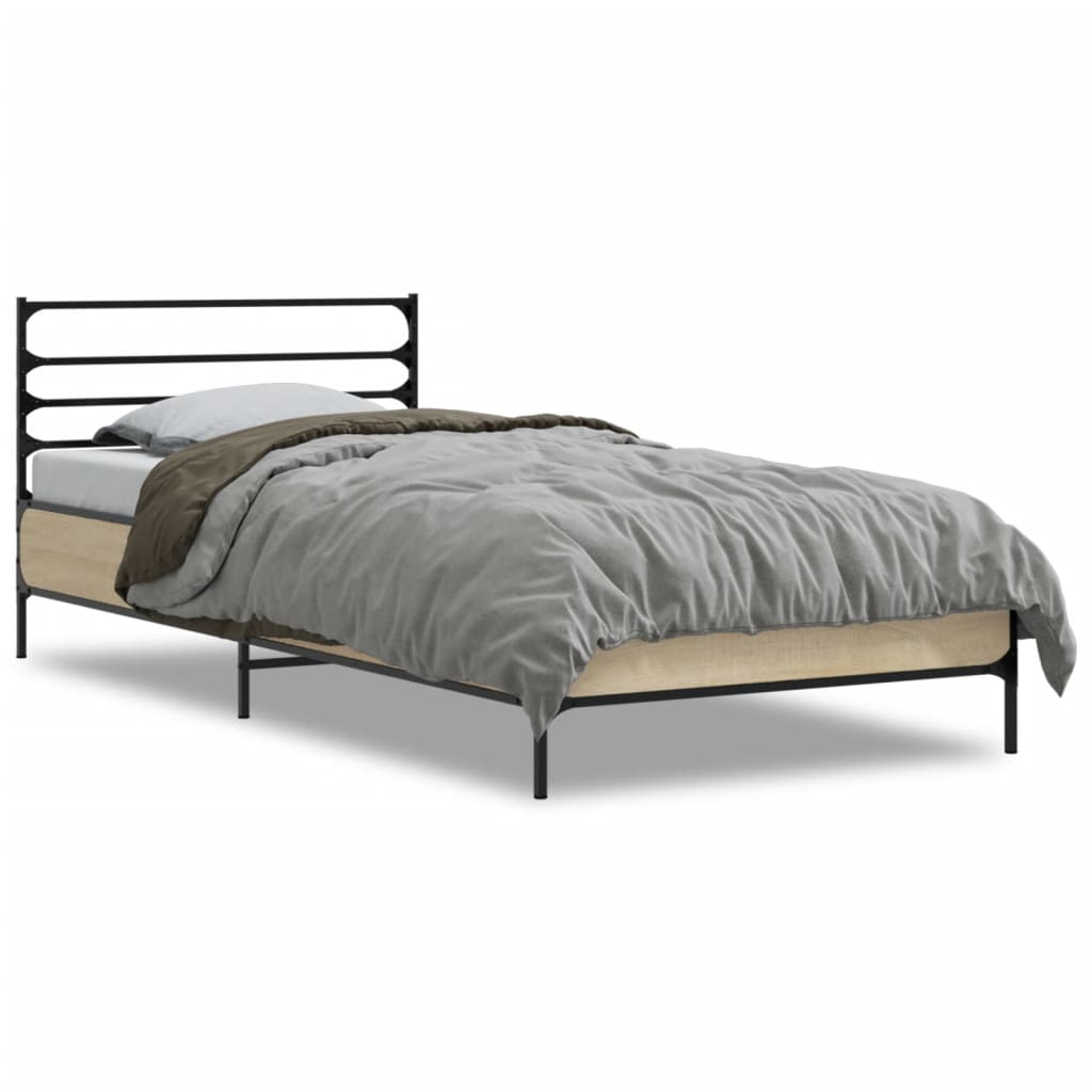 Okvir za krevet boja hrasta 100x200cm konstruirano drvo i metal