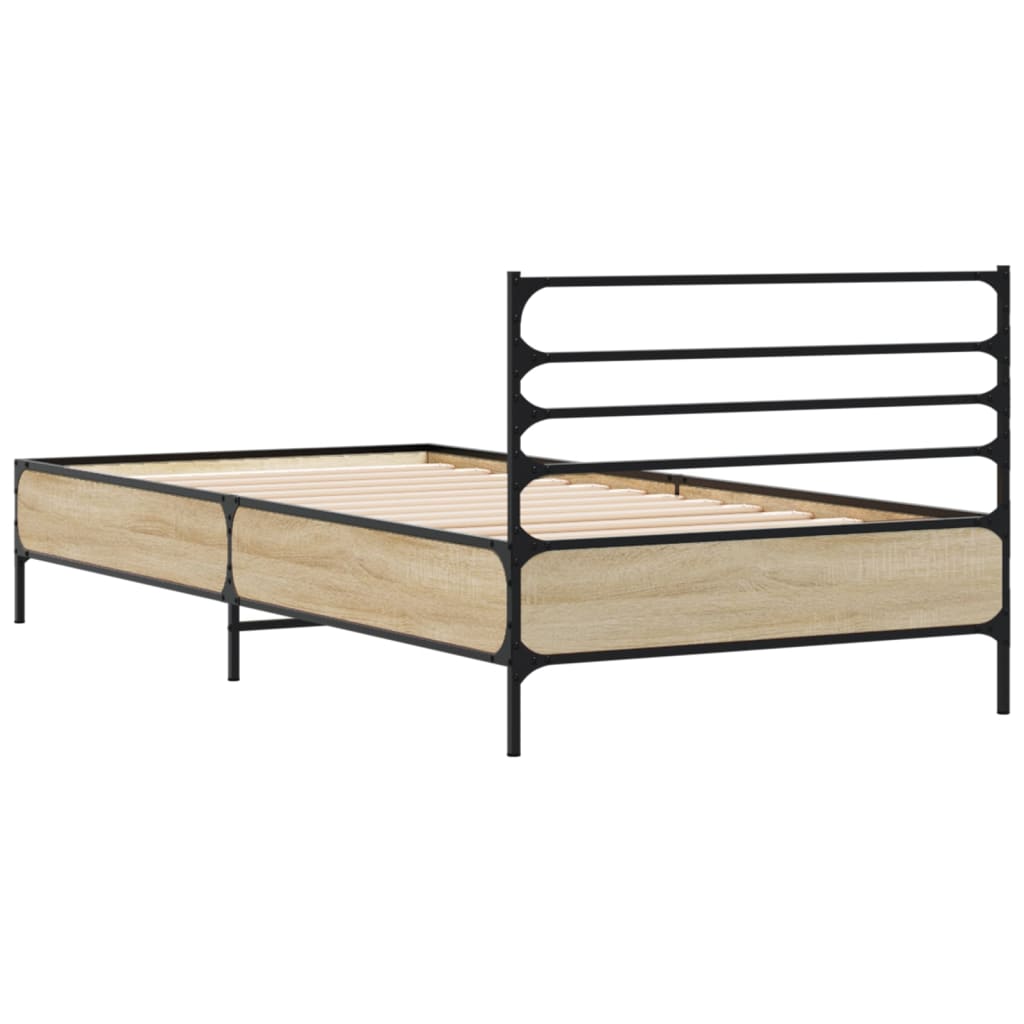 Okvir za krevet boja hrasta 100x200cm konstruirano drvo i metal