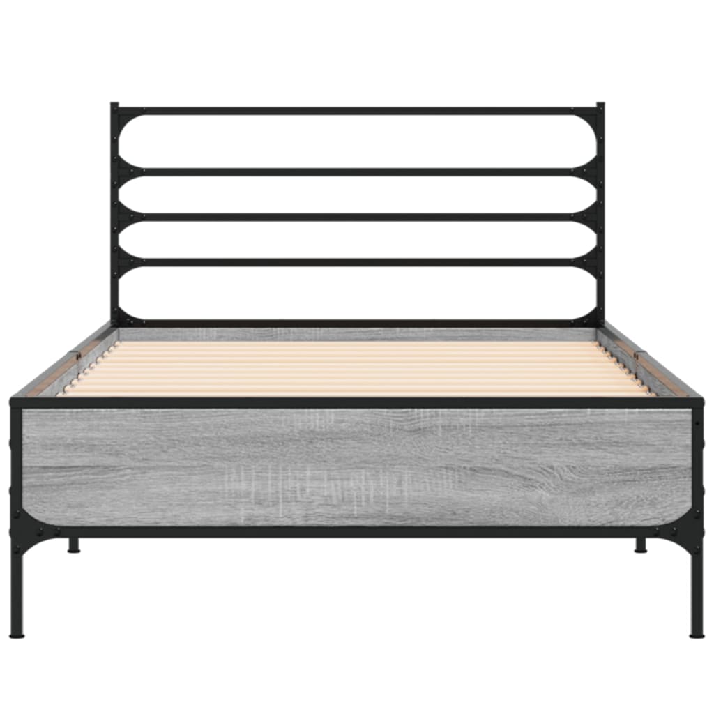 Okvir za krevet boja hrasta 100x200cm konstruirano drvo i metal