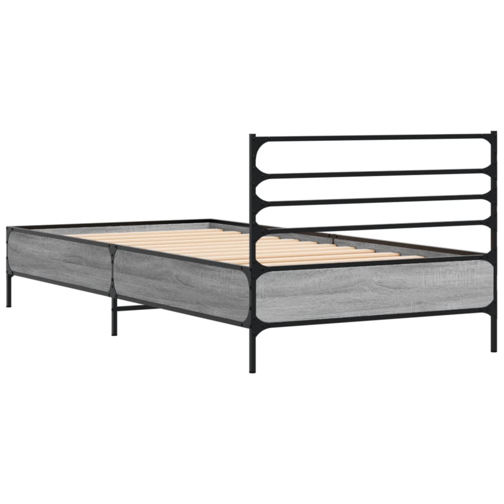 Okvir za krevet boja hrasta 100x200cm konstruirano drvo i metal