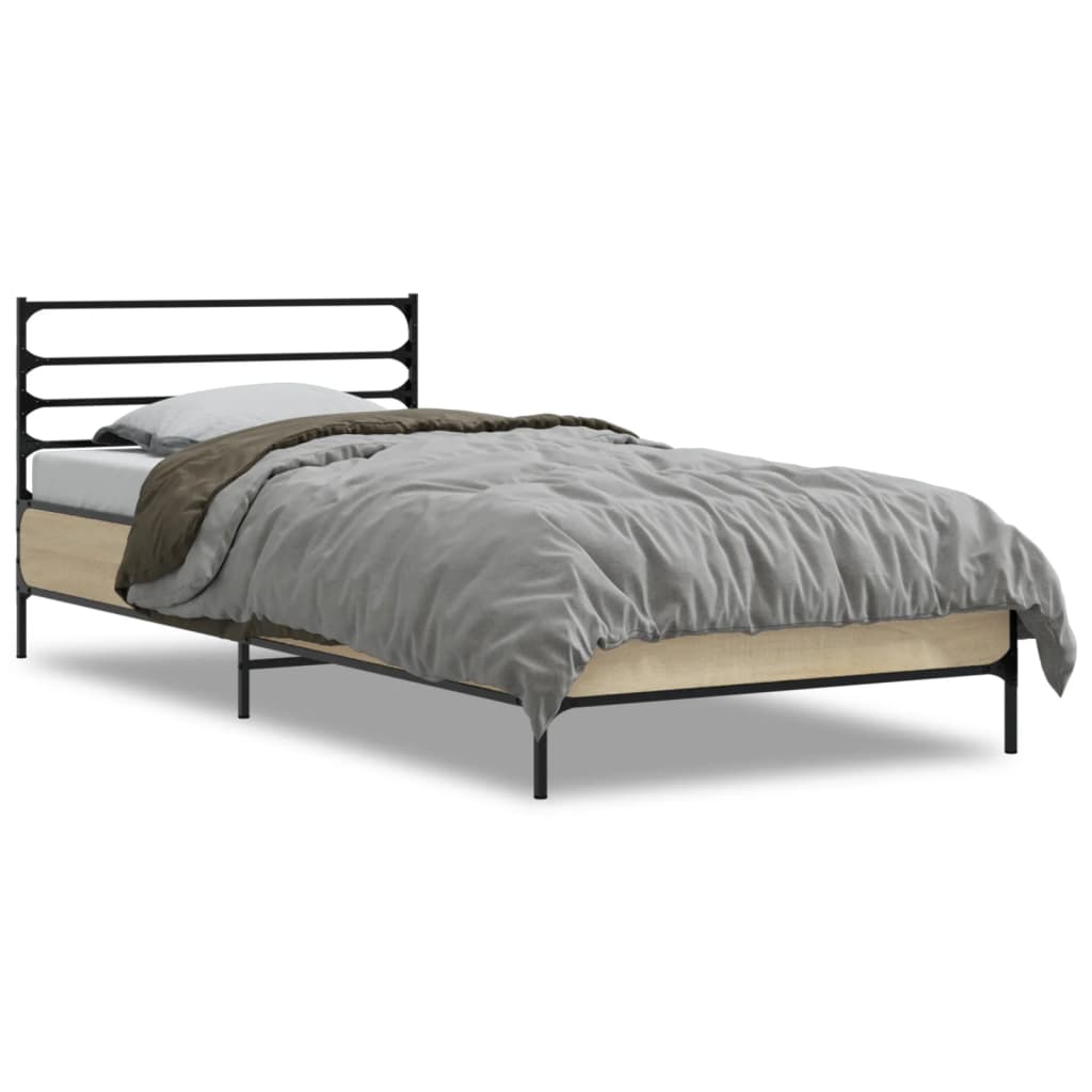 Okvir za krevet boja hrasta 75x190 cm konstruirano drvo i metal