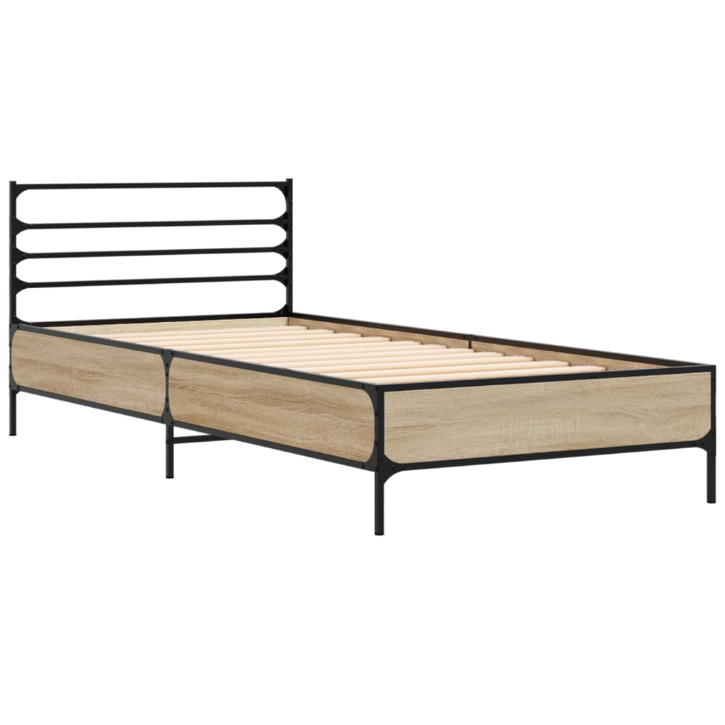 Okvir za krevet boja hrasta 75x190 cm konstruirano drvo i metal