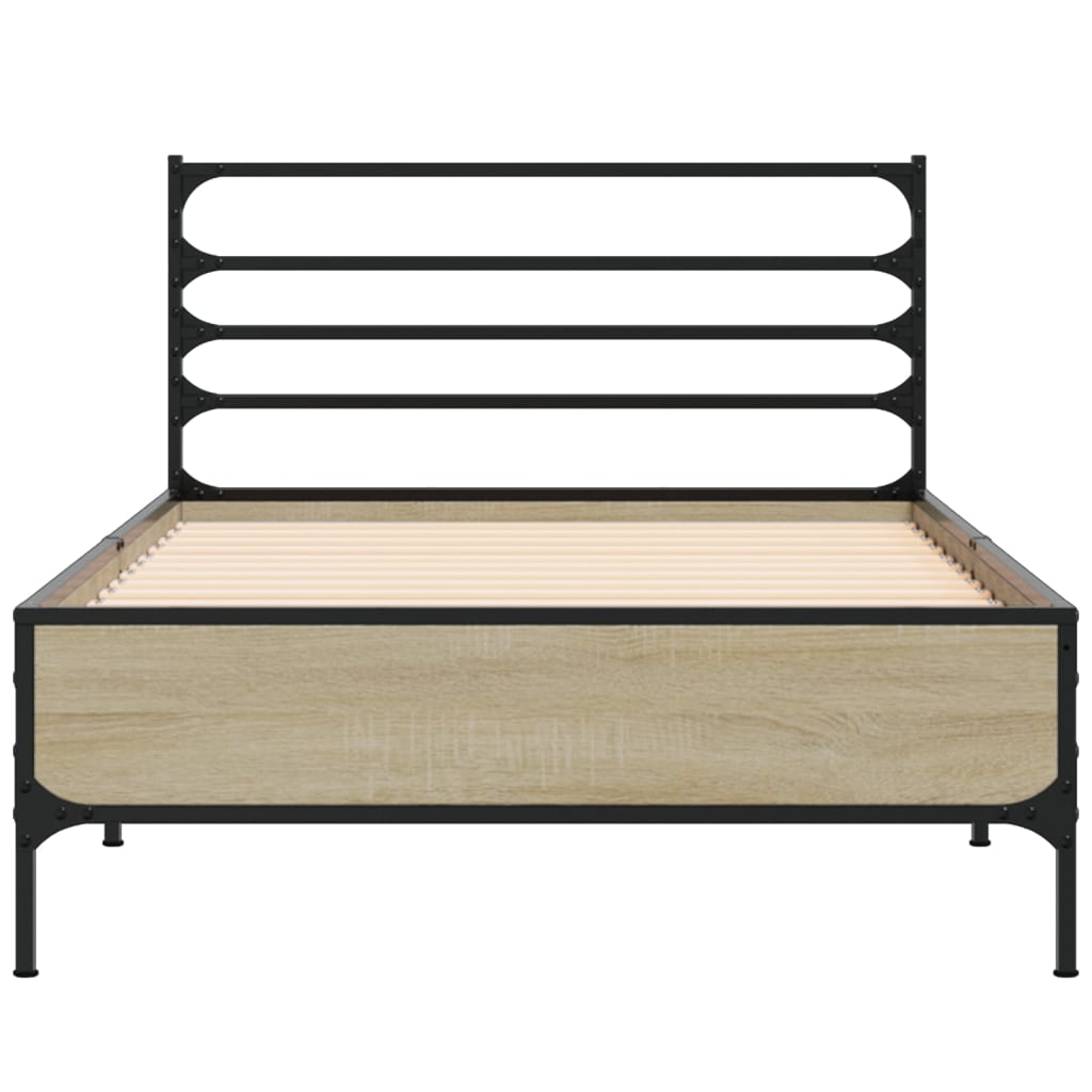 Okvir za krevet boja hrasta 75x190 cm konstruirano drvo i metal