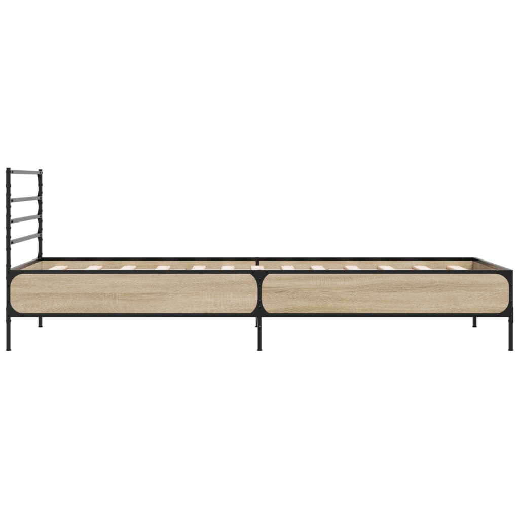 Okvir za krevet boja hrasta 75x190 cm konstruirano drvo i metal