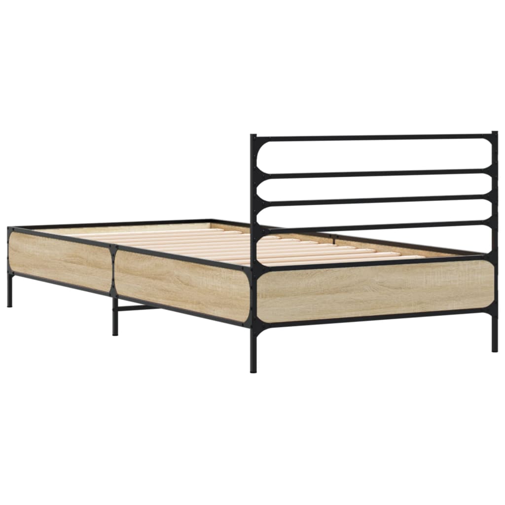 Okvir za krevet boja hrasta 75x190 cm konstruirano drvo i metal