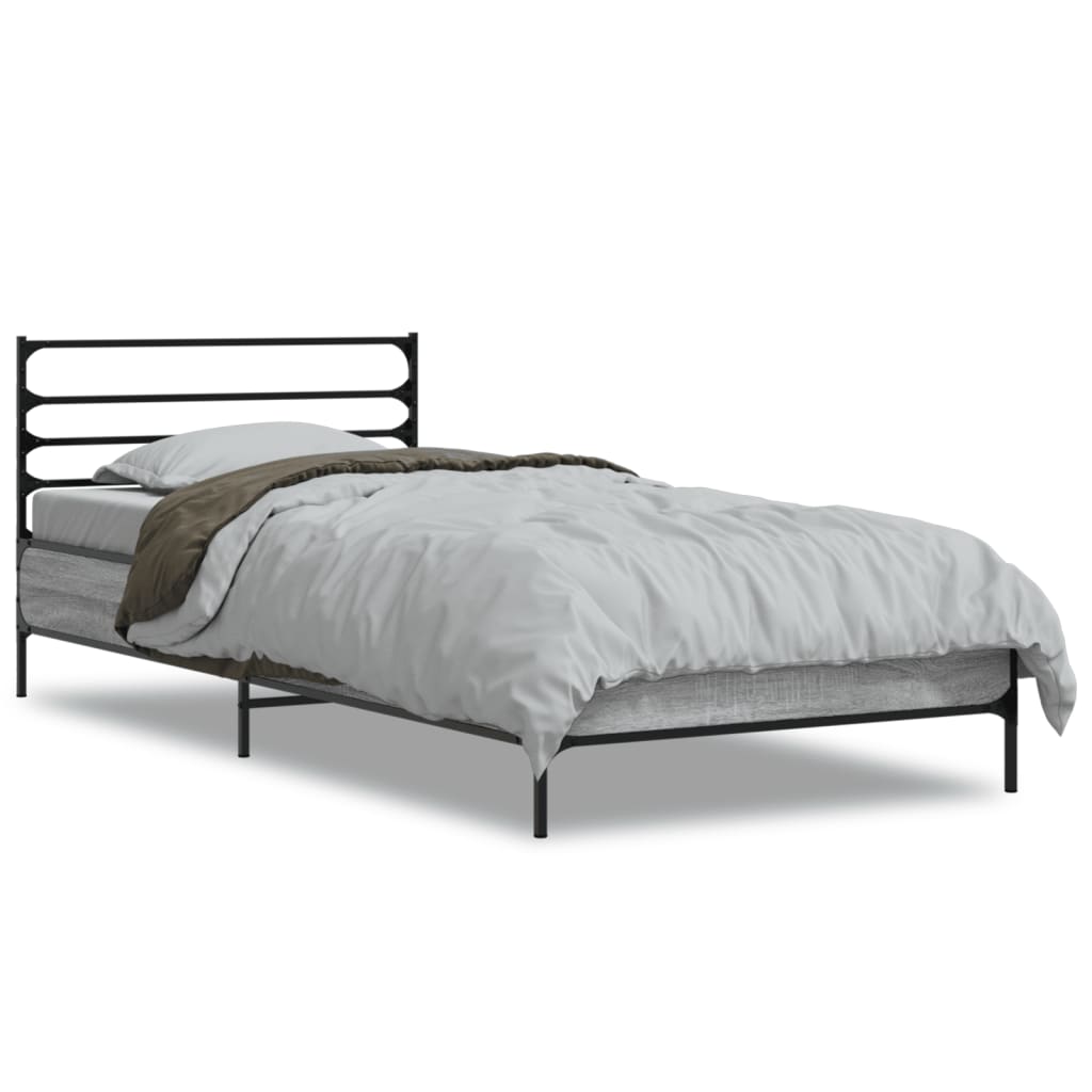 Okvir za krevet boja hrasta 75x190 cm konstruirano drvo i metal