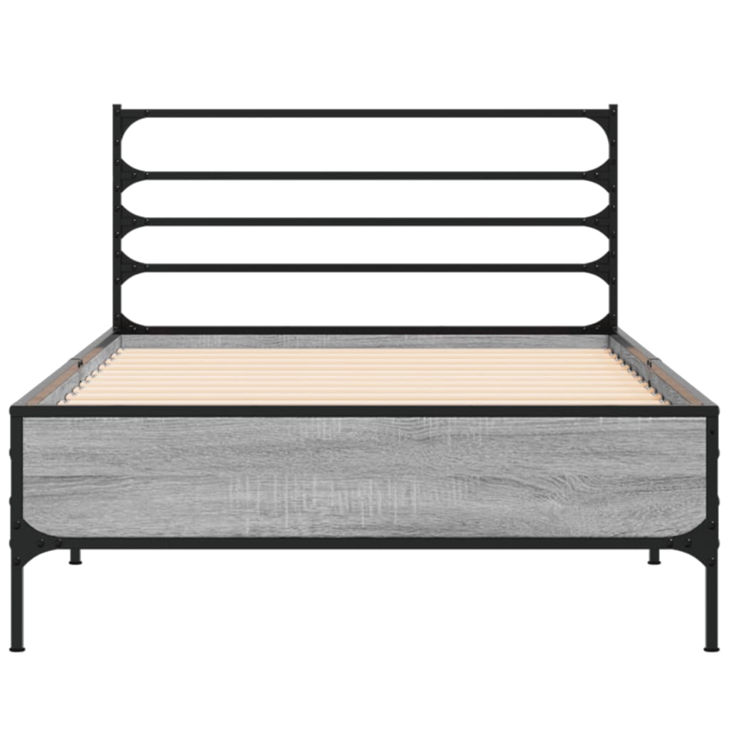 Okvir za krevet boja hrasta 75x190 cm konstruirano drvo i metal