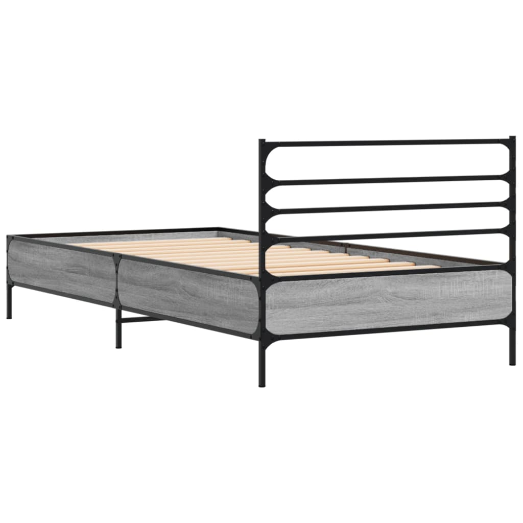 Okvir za krevet boja hrasta 75x190 cm konstruirano drvo i metal