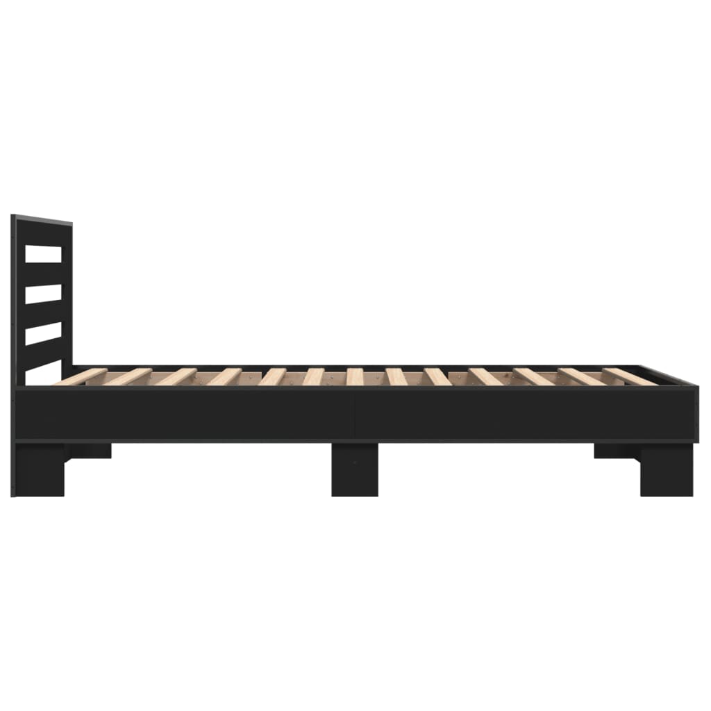 Okvir za krevet crni 75 x 190 cm od konstruirano drvo i metal