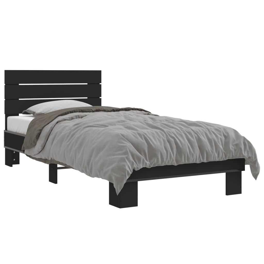 Okvir kreveta crni 90 x 200 cm konstruirano drvo i metal