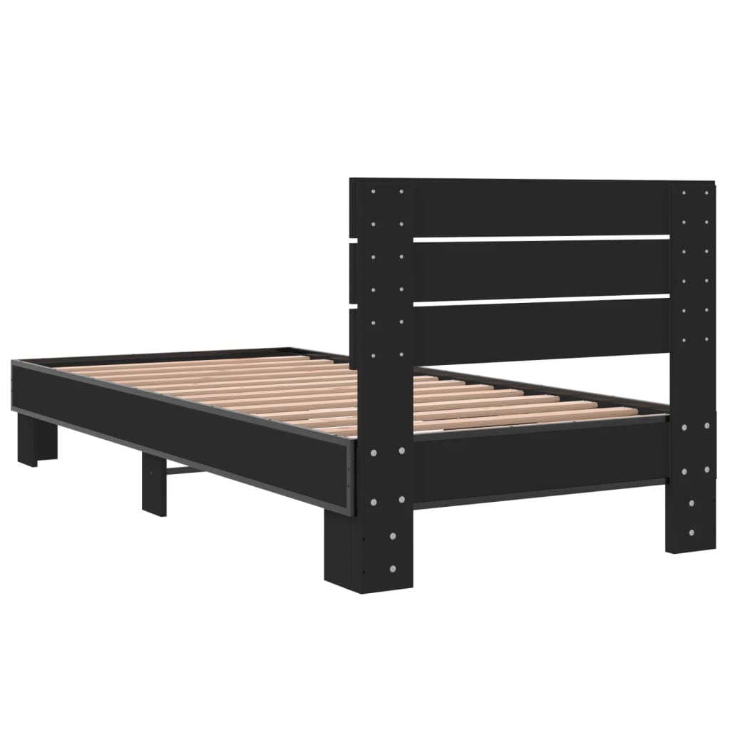 Okvir kreveta crni 90 x 200 cm konstruirano drvo i metal