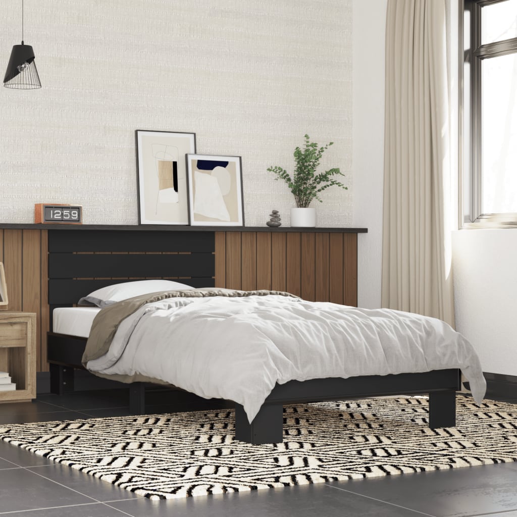 Okvir kreveta crni 90 x 200 cm konstruirano drvo i metal