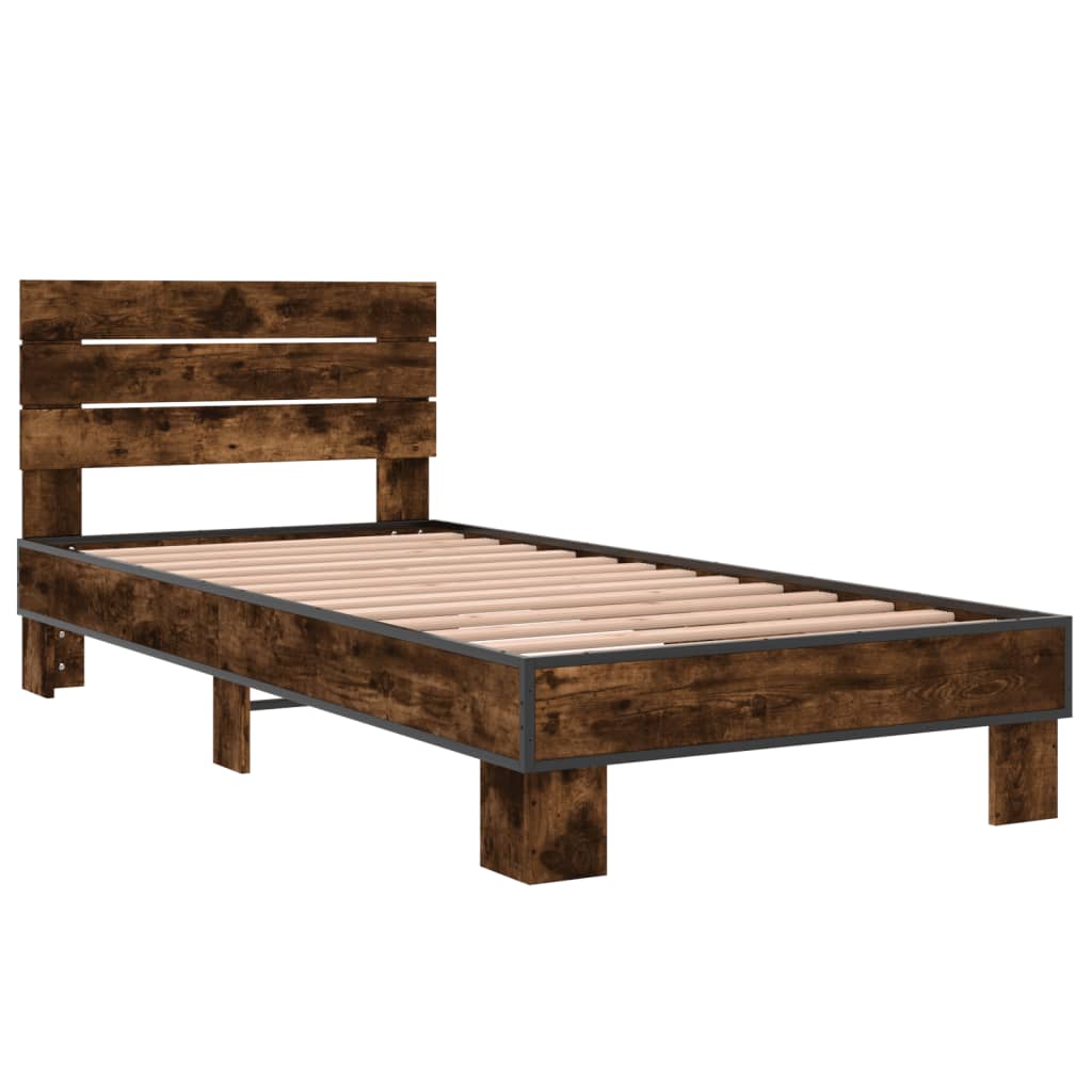 Okvir za krevet boja hrasta 90x200 cm konstruirano drvo i metal
