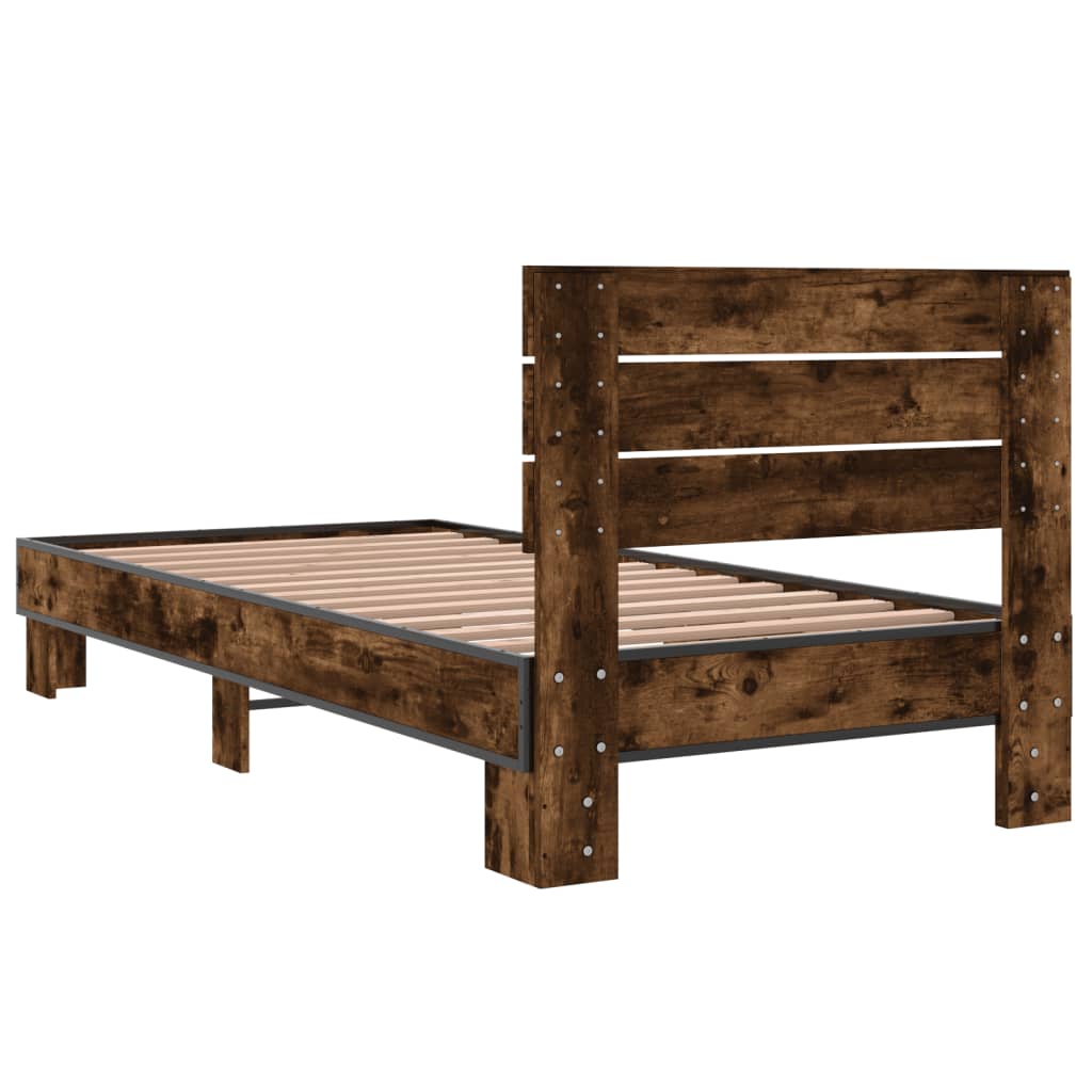Okvir za krevet boja hrasta 90x200 cm konstruirano drvo i metal