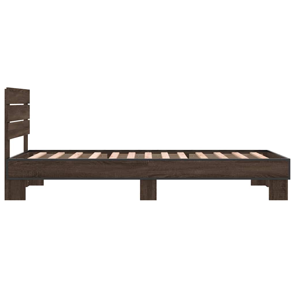 Okvir za krevet smeđi hrast 90x200 cm konstruirano drvo i metal
