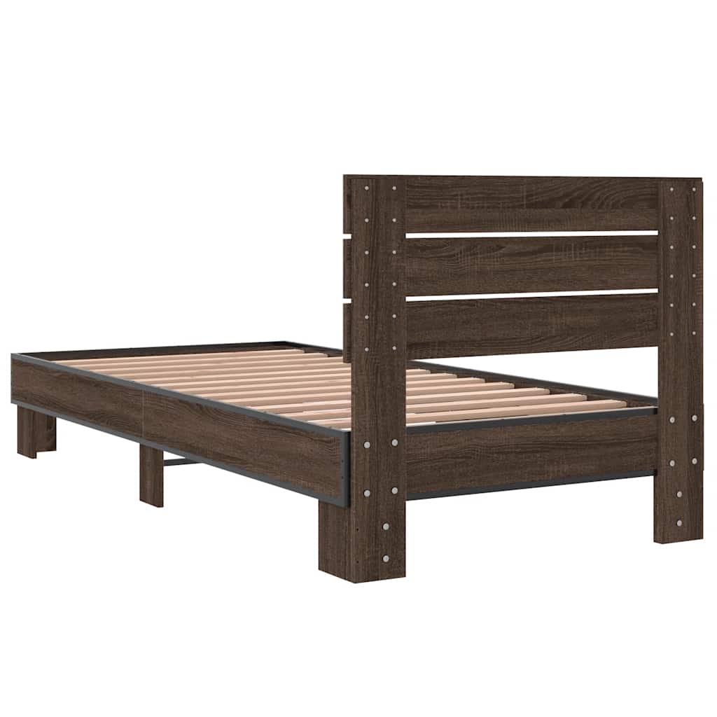 Okvir za krevet smeđi hrast 90x200 cm konstruirano drvo i metal