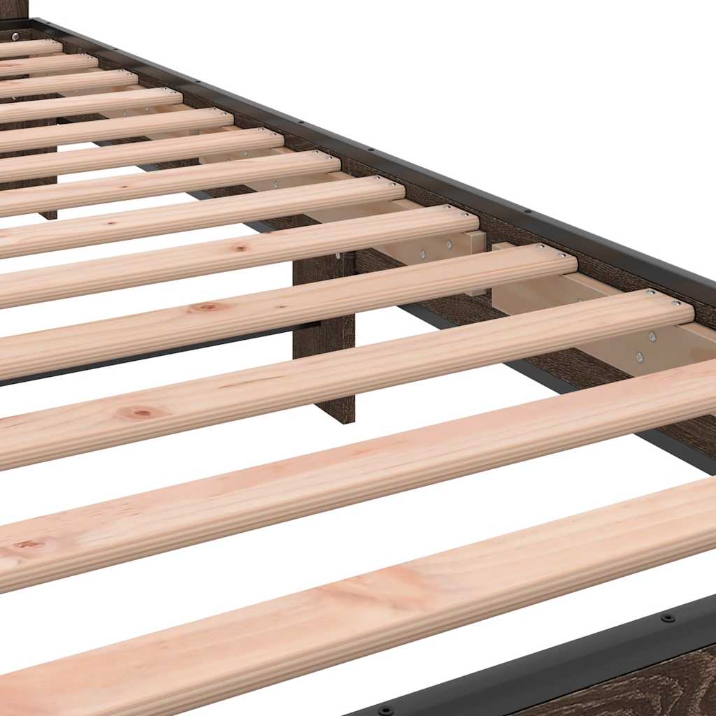 Okvir za krevet smeđi hrast 90x200 cm konstruirano drvo i metal