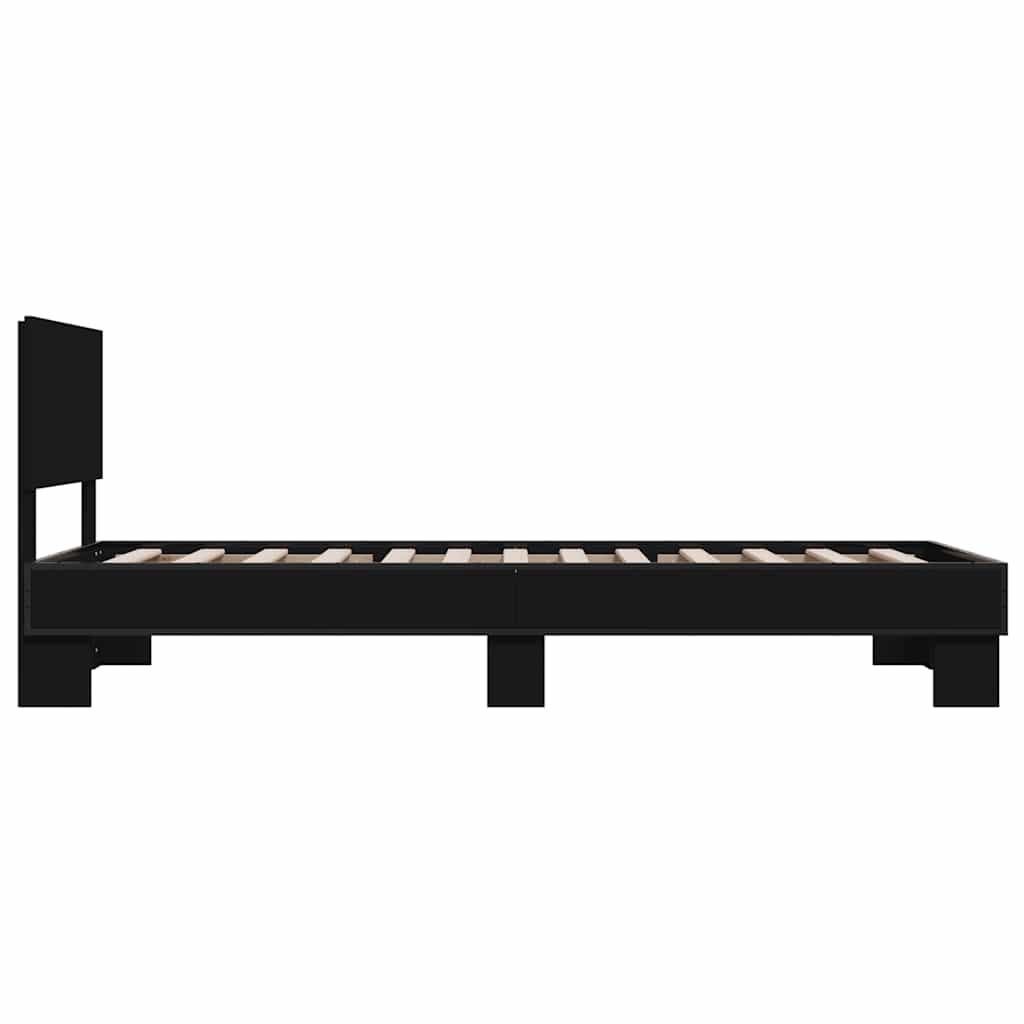 Okvir za krevet crni 75 x 190 cm od konstruiranog drvo i metal