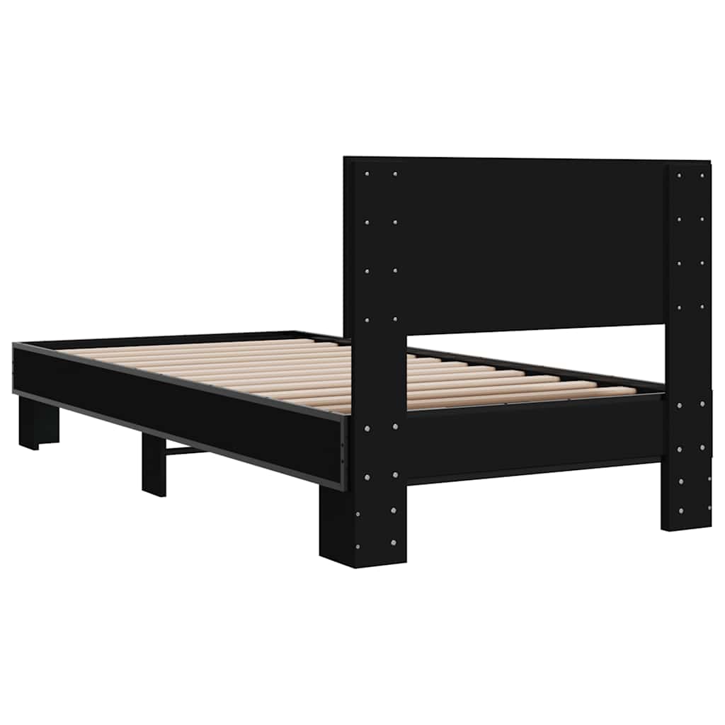 Okvir za krevet crni 75 x 190 cm od konstruiranog drvo i metal