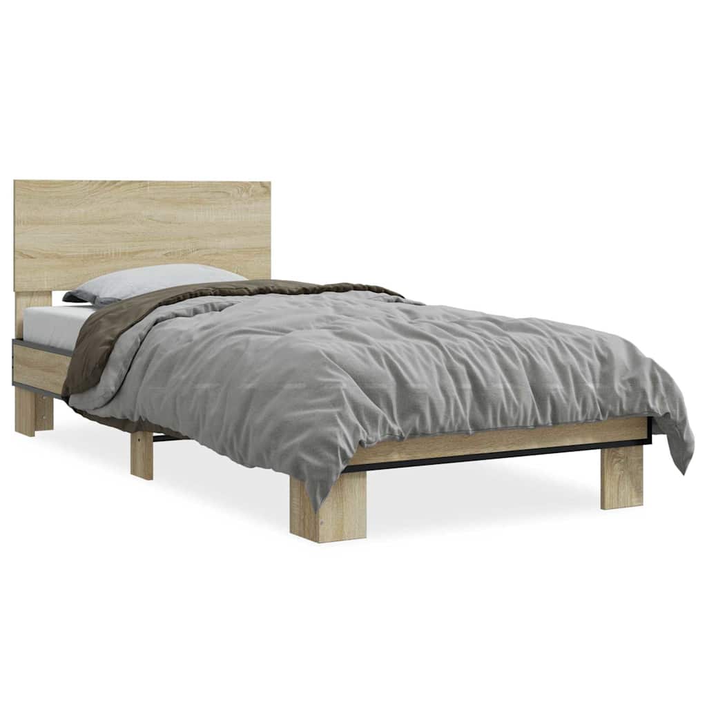 Okvir za krevet boja hrasta 75x190 cm konstruirano drvo i metal