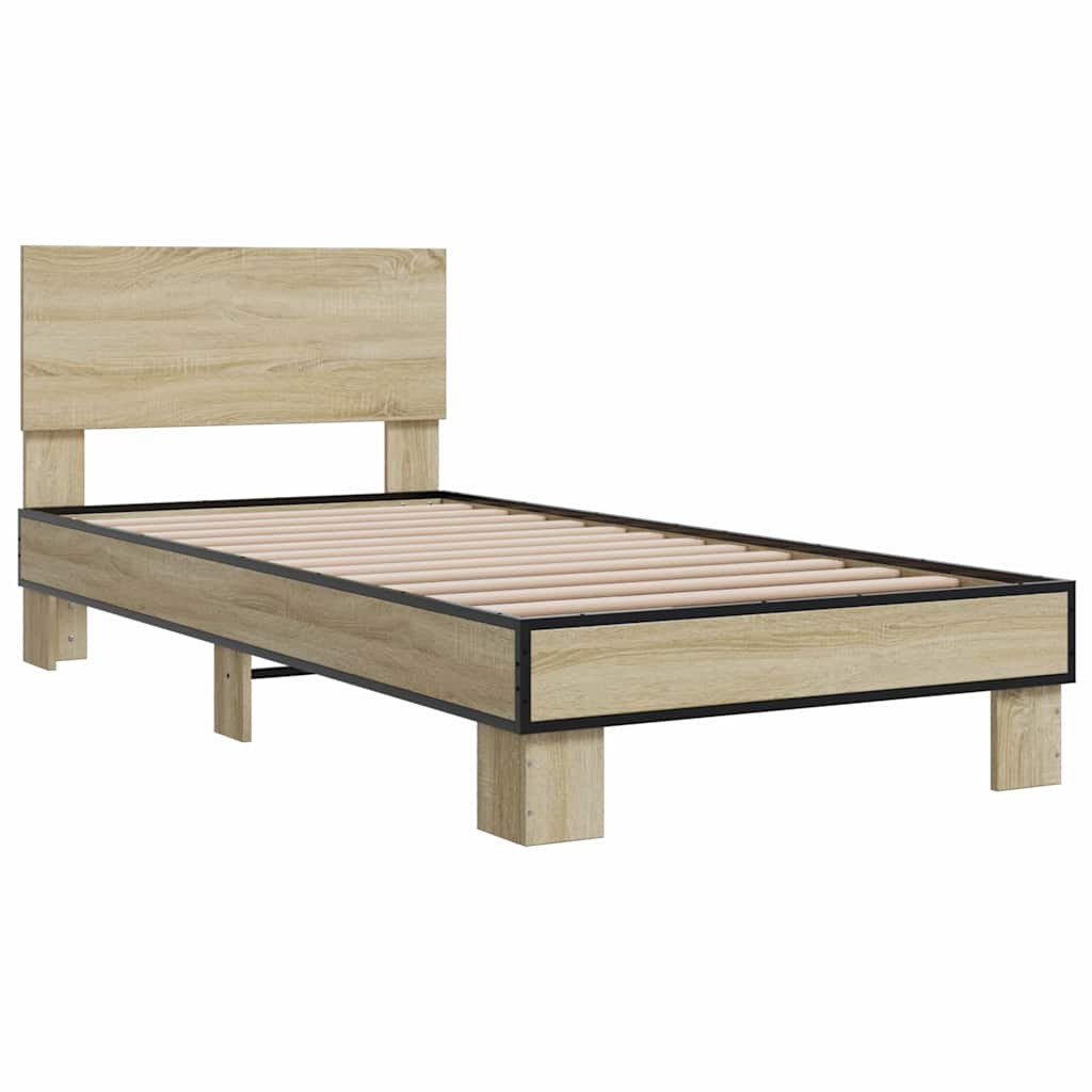 Okvir za krevet boja hrasta 75x190 cm konstruirano drvo i metal