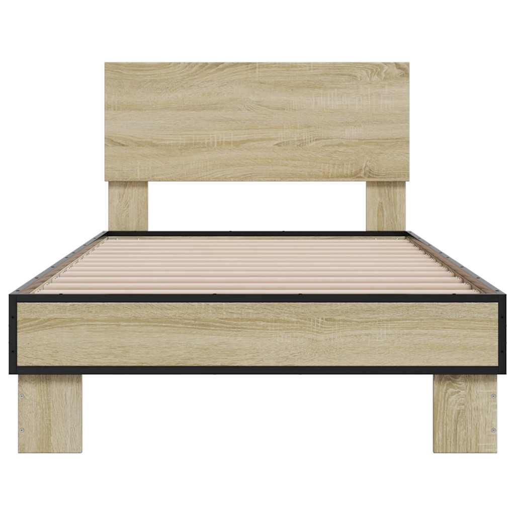 Okvir za krevet boja hrasta 75x190 cm konstruirano drvo i metal