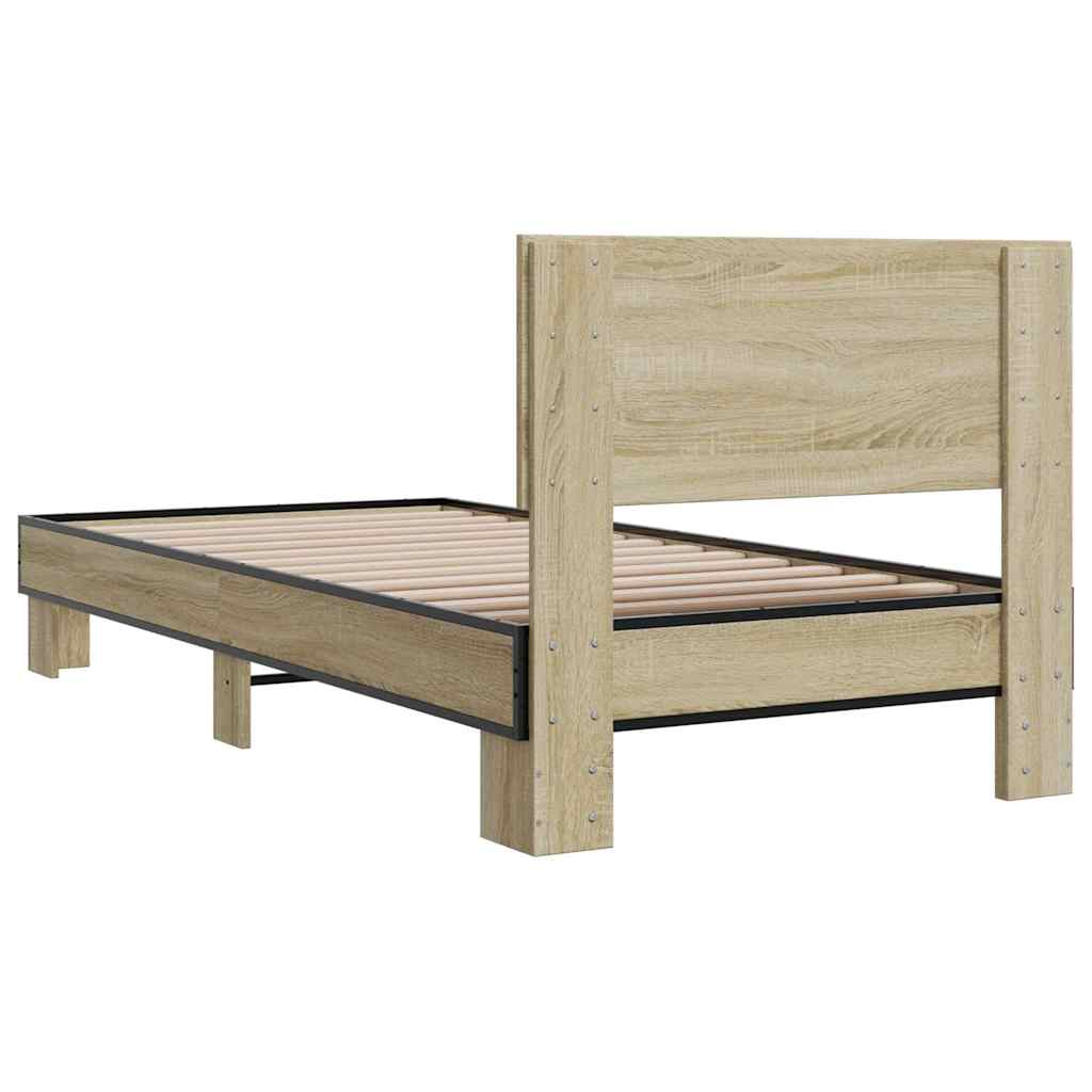 Okvir za krevet boja hrasta 75x190 cm konstruirano drvo i metal