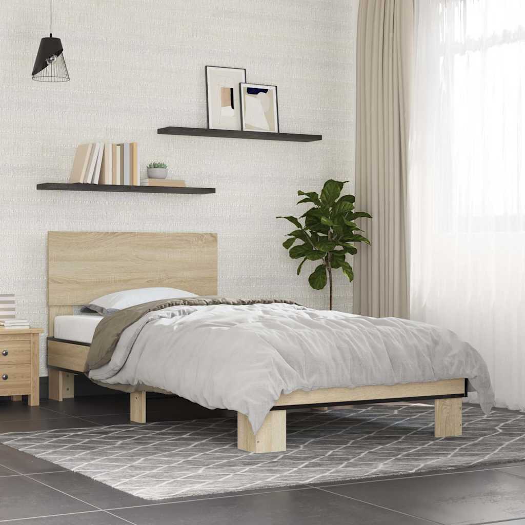 Okvir za krevet boja hrasta 75x190 cm konstruirano drvo i metal