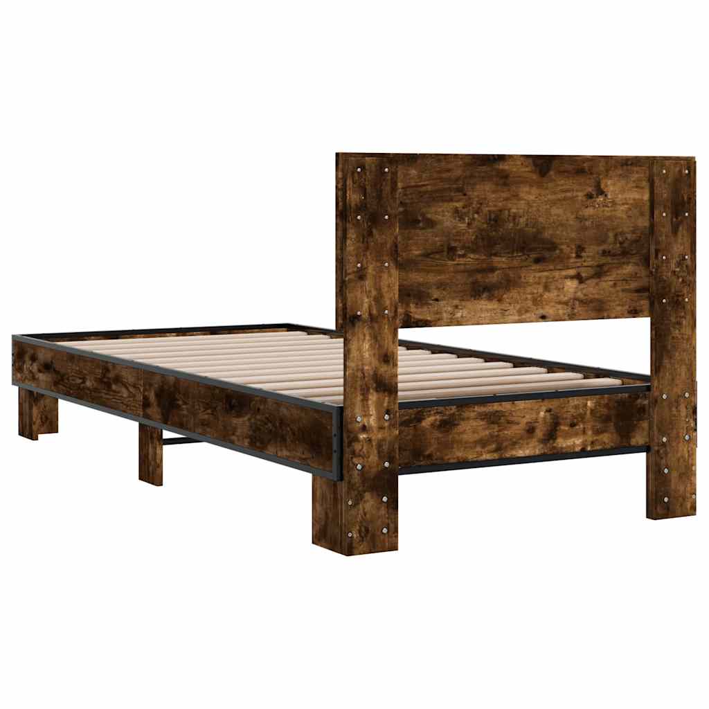 Okvir kreveta boja hrasta 75 x 190 cm konstruirano drvo i metal