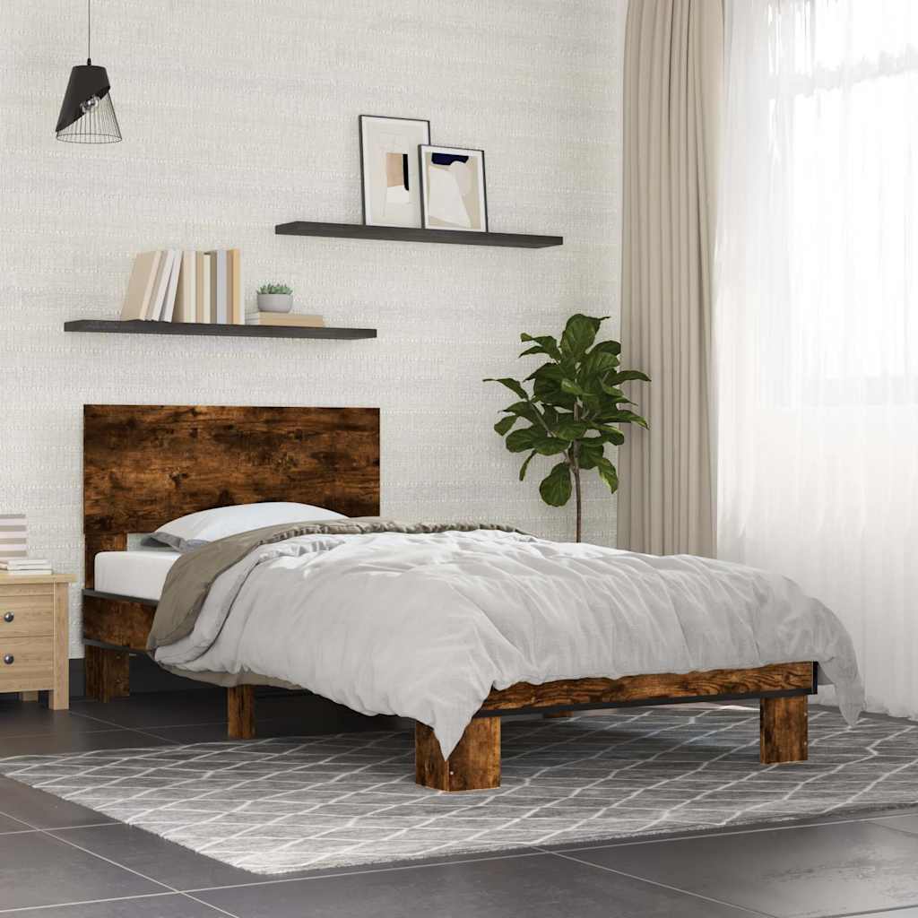 Okvir kreveta boja hrasta 75 x 190 cm konstruirano drvo i metal