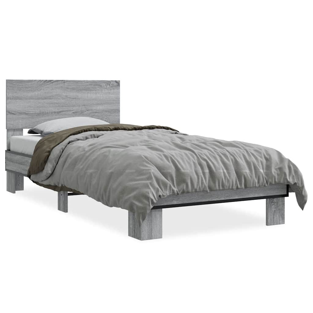 Okvir za krevet boja hrasta 75x190 cm konstruirano drvo i metal