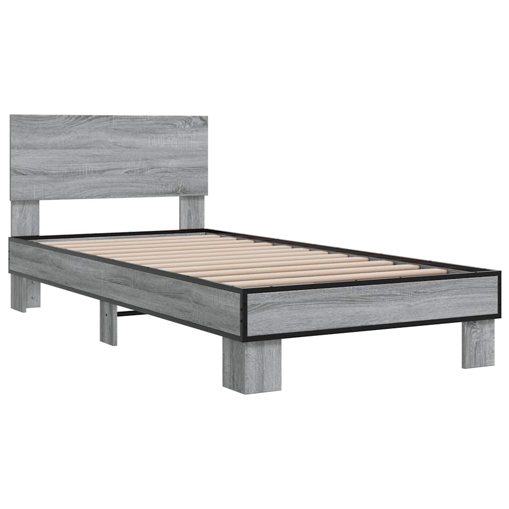 Okvir za krevet boja hrasta 75x190 cm konstruirano drvo i metal